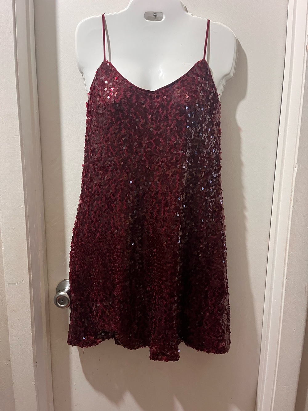 Altar'd State Burgundy Sequin Slip Mini Dress